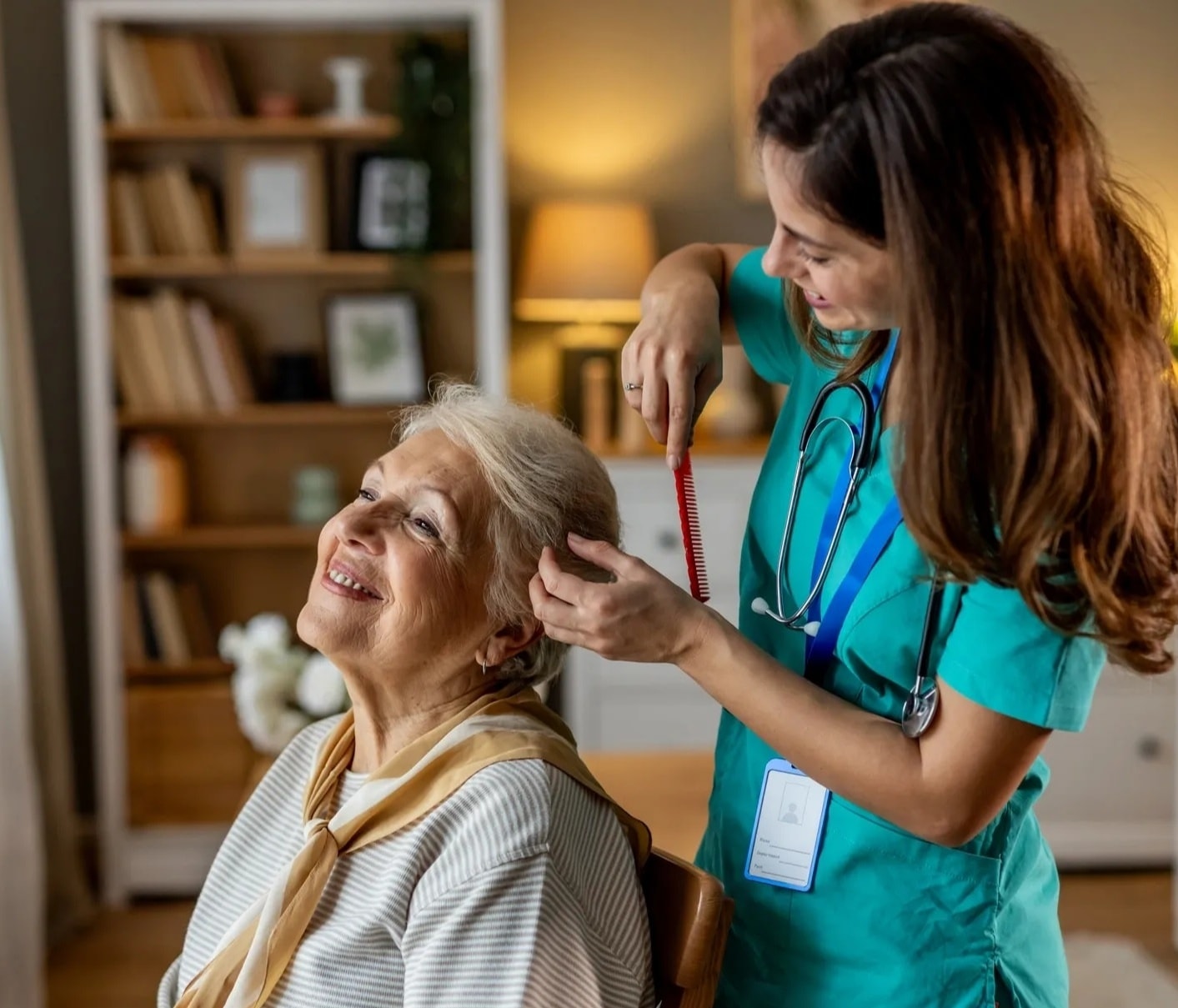 Caregiver providing home care services